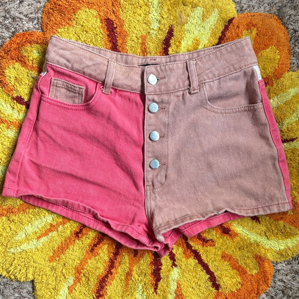 Colorblock Denim Buttonfly Women Shorts
